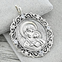 Срібна ікона Божа Матір Спаси і Збережи ps30230p розмір 44х32 мм білі фіаніти вага 9.1 р