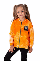 Дитяча кофта з начісом на блискавці для дівчаток Mevis помаранчева тай-дай