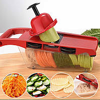 Овощерезка с контейнером мандолина ,Ручная овощерезка Mandoline Slicer 6 в 1, Мультислайсер для овощей