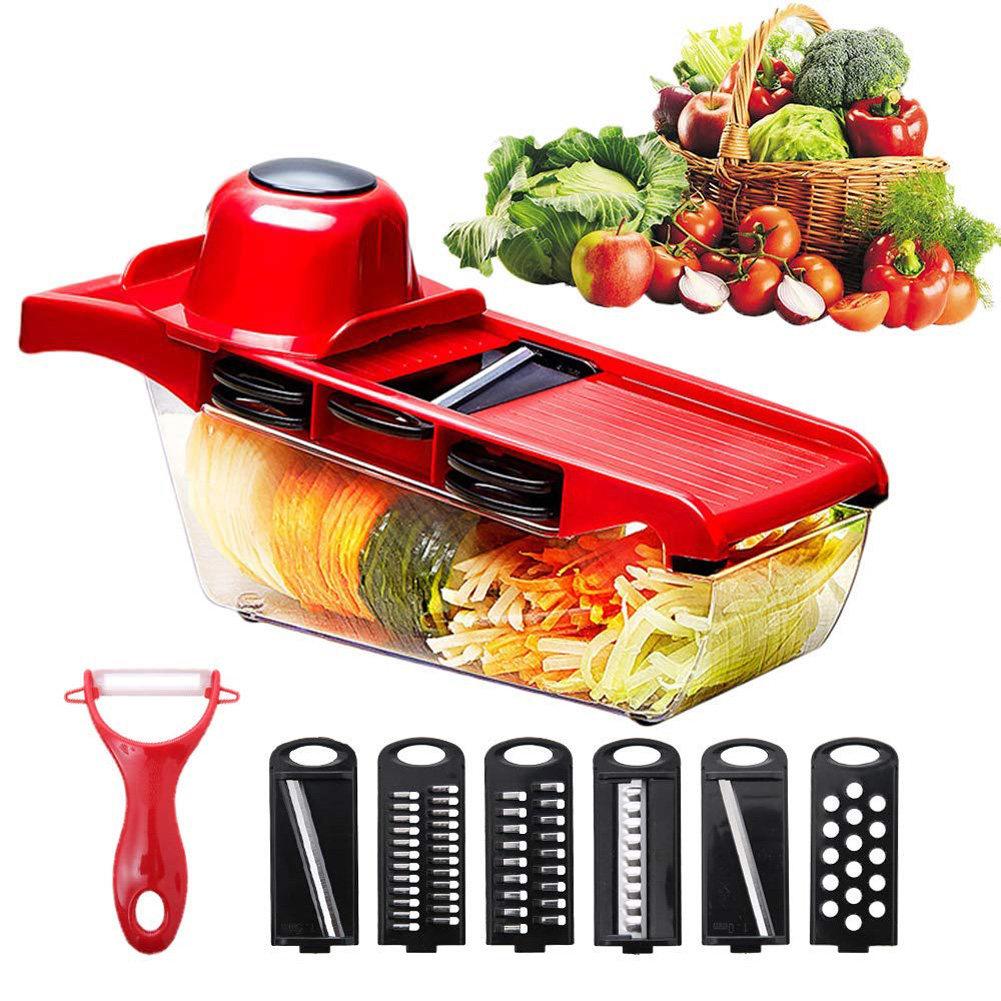 Ручная овощерезка с контейнером, мультислайсер для овощей Mandoline Slicer 6 в 1 - фото 7 - id-p1472780345