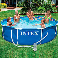 Каркасный бассейн Intex с фильтром 366 х 76 см большой круглый для дачи дома детей 6503л 28212 ИНТЕКС