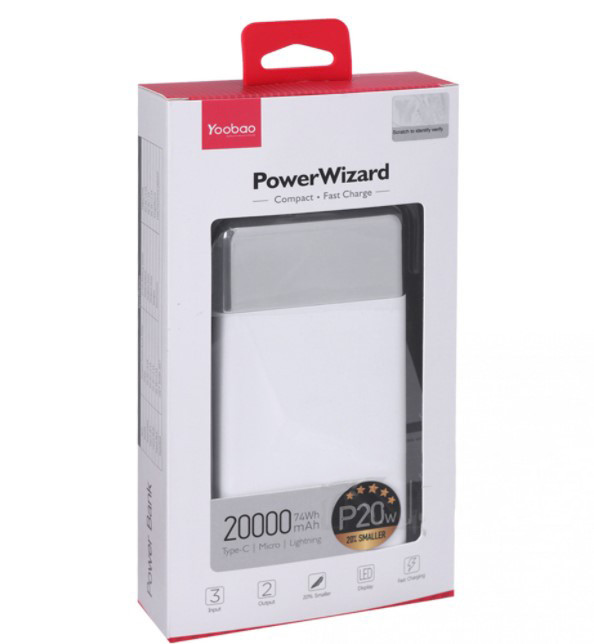 Зовнішній акумулятор (PowerBank) Yoobao P20W Power Wizard 20000 mAh White