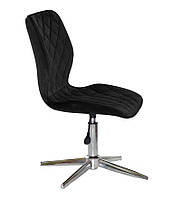 Стілець Toni Modern Base чорний 1011 велюр на хромованій хрестовині зі стопками, фото 5