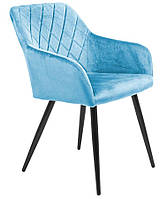 Мягкий голубой стул кресло с подлокотниками Либерти Liberty голубой ножки черные Richman