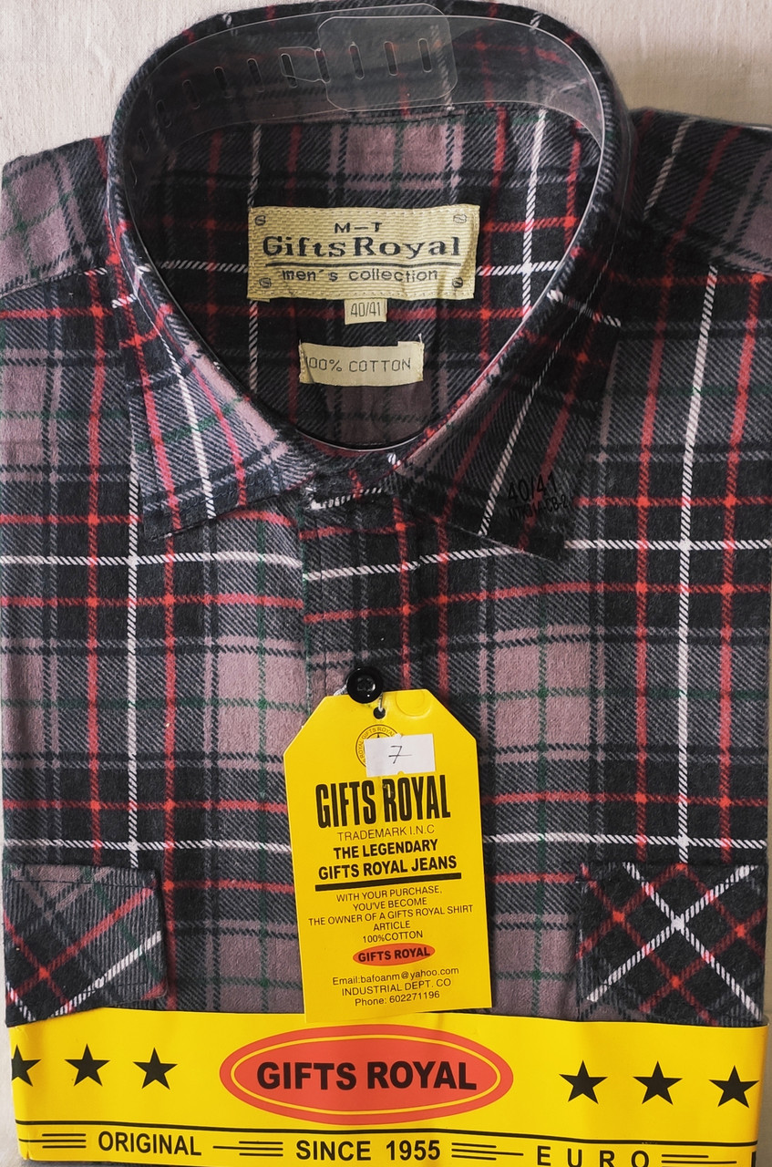 Чоловіча байкова сорочка Gifts Royls vd-0007 в клітку бавовна з довгим рукавом 40 тепла