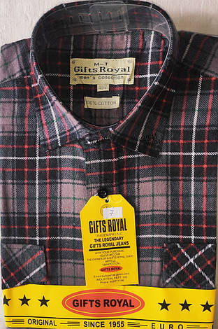 Чоловіча байкова сорочка Gifts Royls vd-0007 в клітку бавовна з довгим рукавом 40 тепла, фото 1
