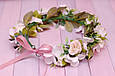 Вінок для волосся / віночок на голову з квітами блідо-рожевий 463 Об, фото 5