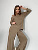 Костюм жіночий з трикотажу рубчик кофта з вирізом човник з розрізами з боків і брюки труби Da3935, фото 6
