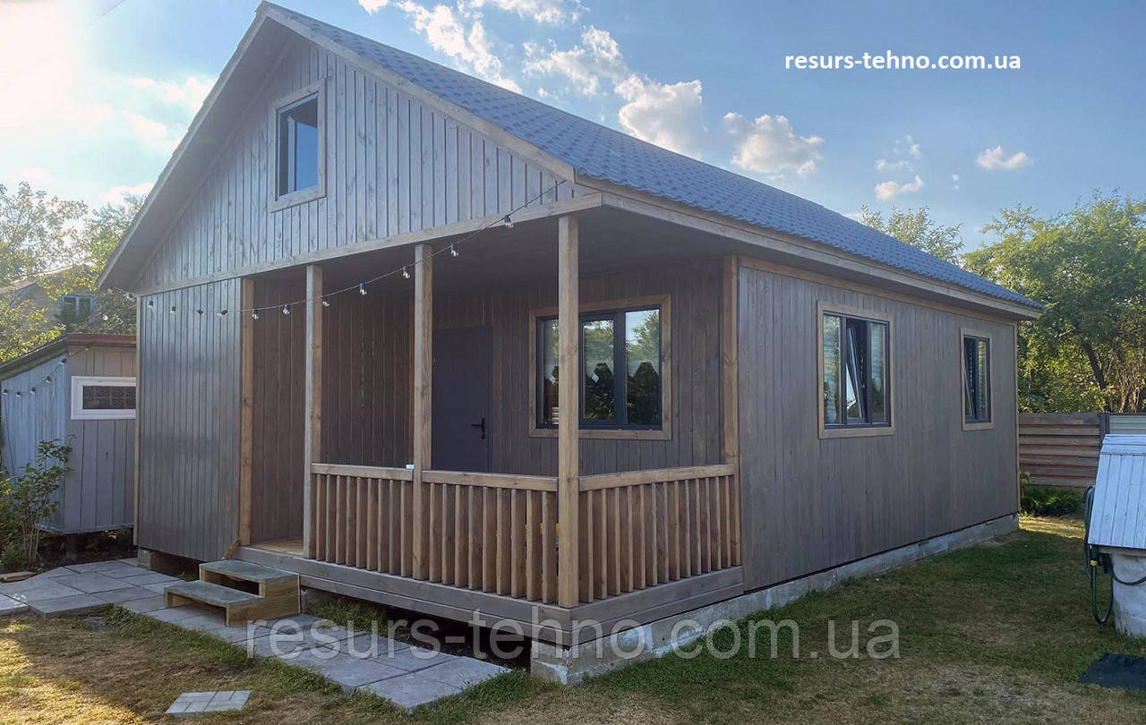 Модульний дачний будинок 9 м х 6 м.Фальшбрус із терассою