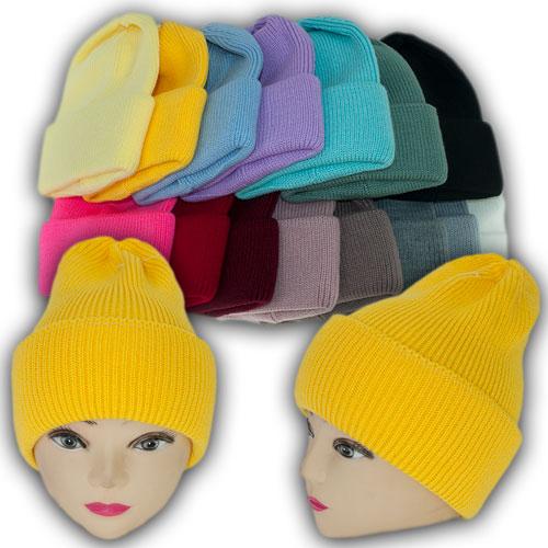 ОПТ Шапка в'язана з закотом, р. 48-56 (5 шт./набір), фото 1