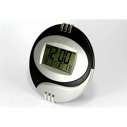 Електронні настінні годинники Kenko КК 6870 з термометром Чорні, фото 2