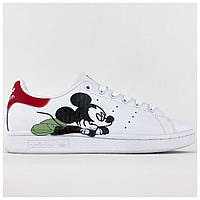 Женские кроссовки Adidas Stan Smith x Disney White Red, белые кожаные кроссовки адидас стэн смит дисней