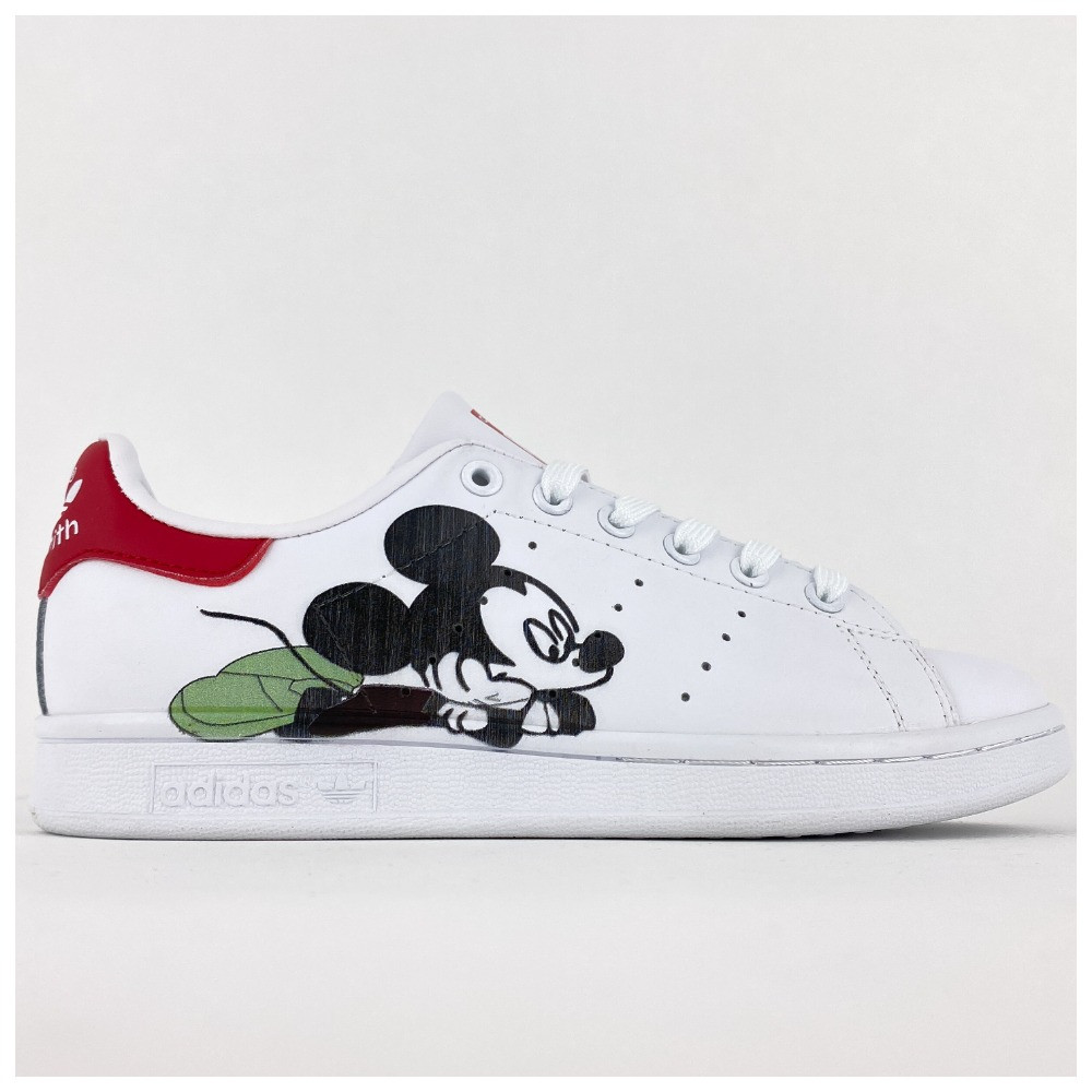 Жіночі кросівки Adidas Stan Smith x Disney White Red, білі шкіряні кросівки адідас стен сміт дісней, фото 1