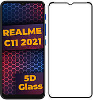 5D стекло Realme C11 (2021) (Защитное Full Glue) Black (Реалми С11 2021)