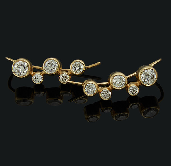 Жіночі сережки з жовтого золота з діамантами С45Л1№35