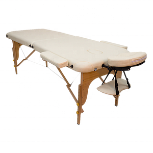 Складаний масажний стіл переносний PREMIERE портативна масажна кушетка для салону краси cream (світло-бежевий)