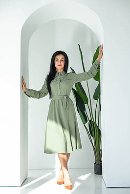 Сукня міді на планці "400", хакі,розміри 42,44.