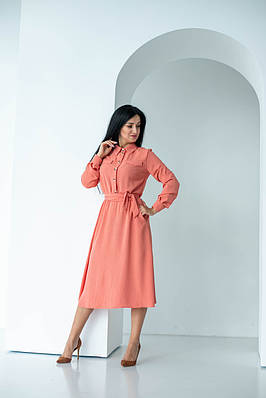 Сукня міді на планці "400", корал, розміри 42,46,44,50,52