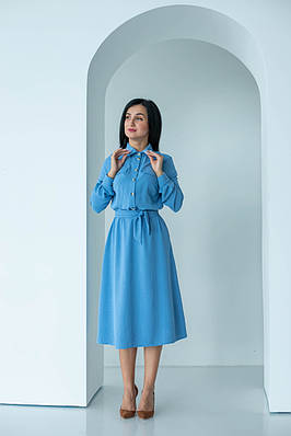 Сукня міді на планці "400", блакитне,розміри 44,48.