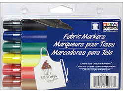 Маркери для тканини 6 шт. базові кольори Marvy Uchida, Японія