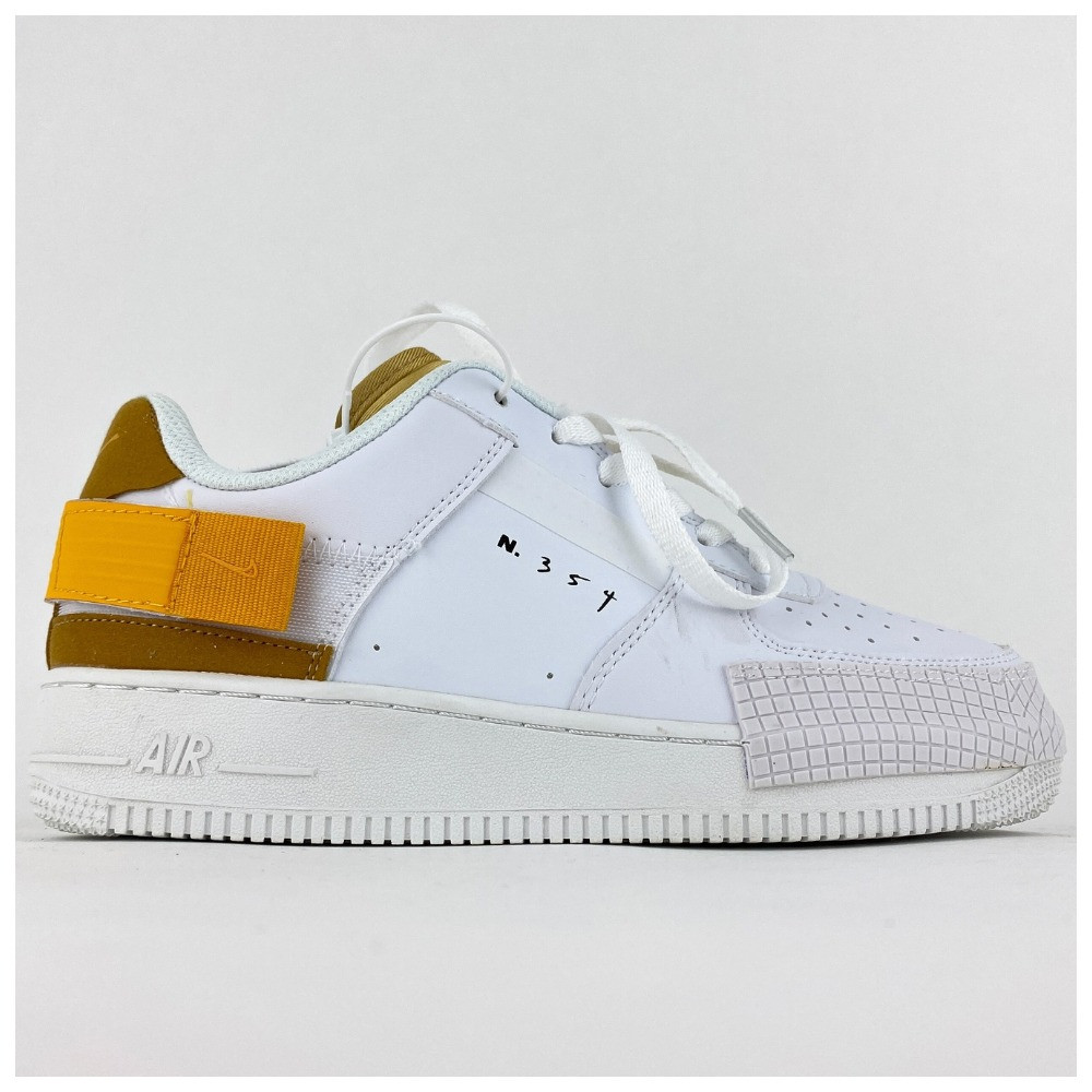 Жіночі кросівки Nike Air Force Type 1 White Orange, білі кросівки найк аір форс тайп 1 аїр, фото 1
