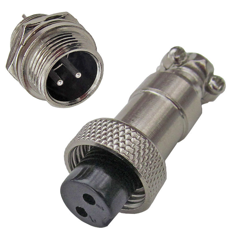 Штекер + роз'єм пари живлення GX12-3P 12mm 3 контактів монтажний, фото 1