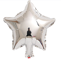Фольгированный шарик звезда серебро, фольгированная звезда металлик 12× 13 см