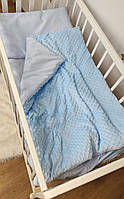 Детское сменное постельное белье "Минки" в кроватку, 3 предмета. Голубой