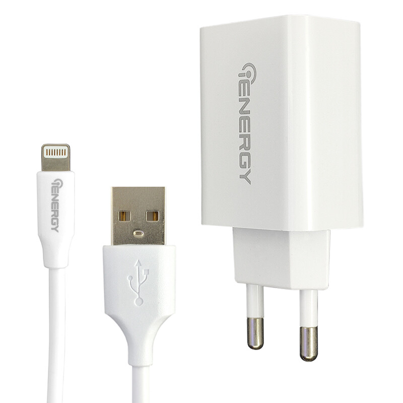 Зарядний пристрій iEnergy HC-27, 1xUSB, 2A + кабель Lighting