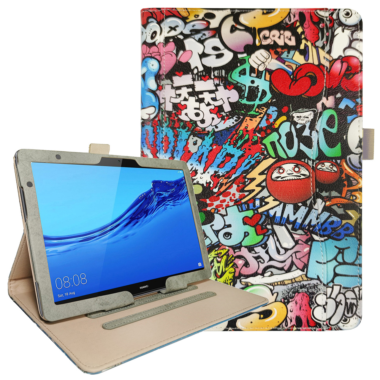 Чохол-книжка Leather Painting Case для Huawei MediaPad M5 Lite / T5 10.1 (Wake / Sleep) Graffiti