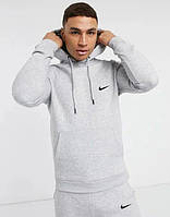 Теплый мужской спортивный костюм Nike с капюшоном (Найк) серый ФЛИС (до -25 °С)