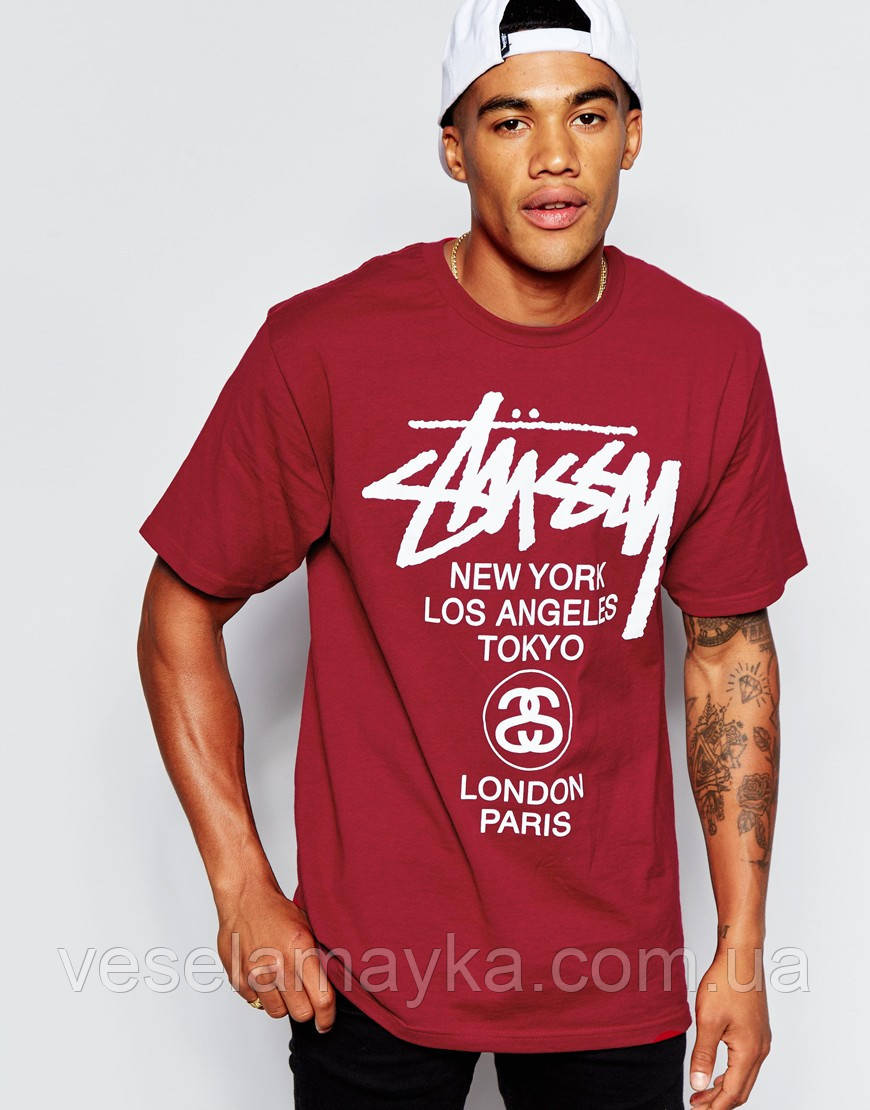 Червона футболка з логотипом Stussy "Стюсі"