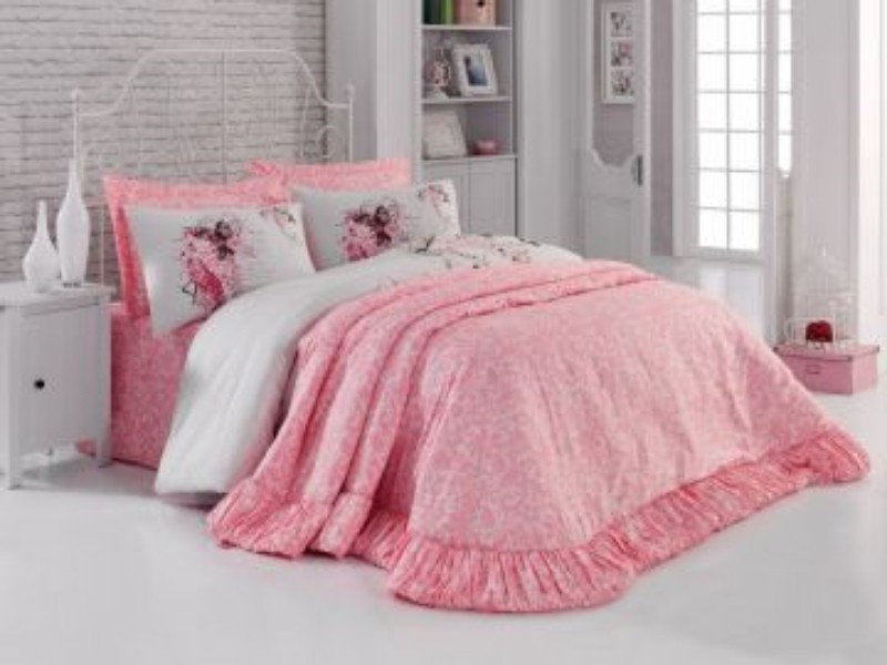 Постільний Набір з Покривалом Cotton Box Сатин Sevda pembe двоспальний - євро