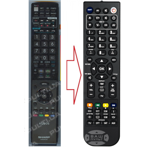 Пульт для телевізора SHARP GA903WJSA AQUOS (аналог), фото 1