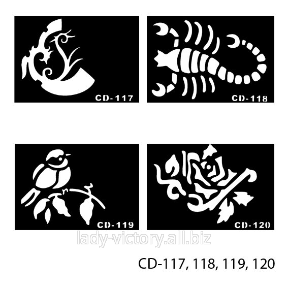 Трафарети для татуажу. CD-117, 118, 119, 120