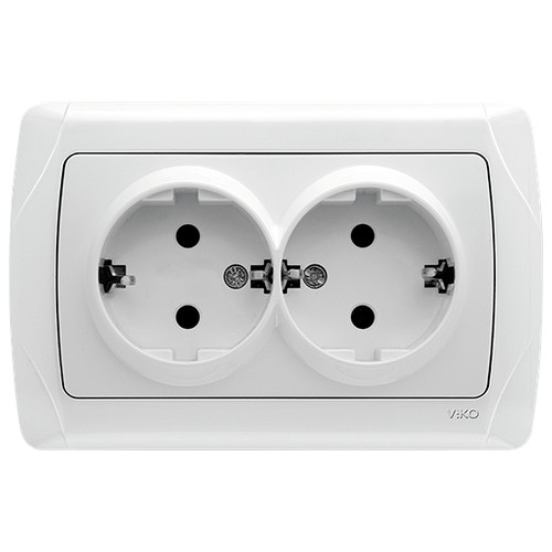 Розетка VIKO подвійна із заземленням біла
