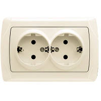 Розетка VIKO подвійна із заземленням кремова