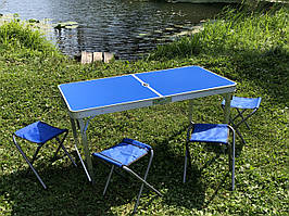 Кемпінговий набір складаний стіл, 4 стільця (Синій)
