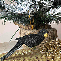 Новогоднее елочное украшение Попугай, 15.5см, 2 вида, цвет - чёрный с глиттером