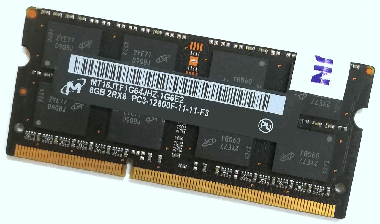 Оперативна пам'ять для ноутбука Micron SODIMM DDR3 8Gb 1600MHz 12800s 2Rx8 CL11 (MT16JTF1G64HZ-1G6E2) Б/У