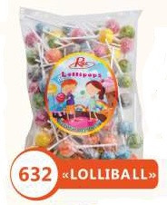 Льодяники на паличці LOLLIBALL пакет 1,0 кг 1/10 (Roks)