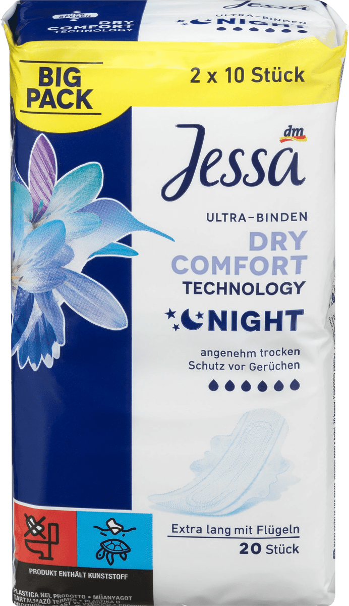 Нічні гігієнічні прокладки з крильцями Jessa Ultra-Binden Comfort Dry Night, 20 шт., фото 1