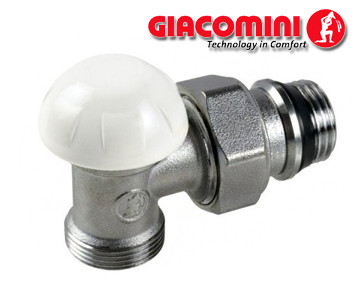 Кран радіаторний кутовий Giacomini 1/2"Нх16 нижній