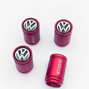 Захисні ковпачки на ніпеля Motosport VW (Фольксваген) 4 шт Червоні, фото 2