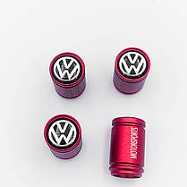 Захисні ковпачки на ніпеля Motosport VW (Фольксваген) 4 шт Червоні, фото 2