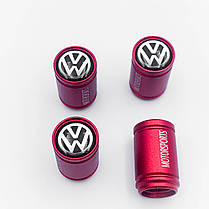 Захисні ковпачки на ніпеля Motosport VW (Фольксваген) 4 шт Червоні, фото 3