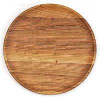 Дерев'яна тарілка кругла для подавання страв 40 см дуб, черешня, ясен