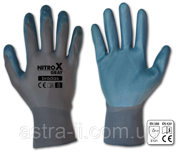 Рукавички захисні NITROX GRAY нітрил, розмір 8, RWNGY8 - фото 1 - id-p688232934