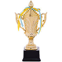 Кубок спортивний із ручками та кришкою приз спортивний SP-Sport Omega 679A висота 30 см Gold