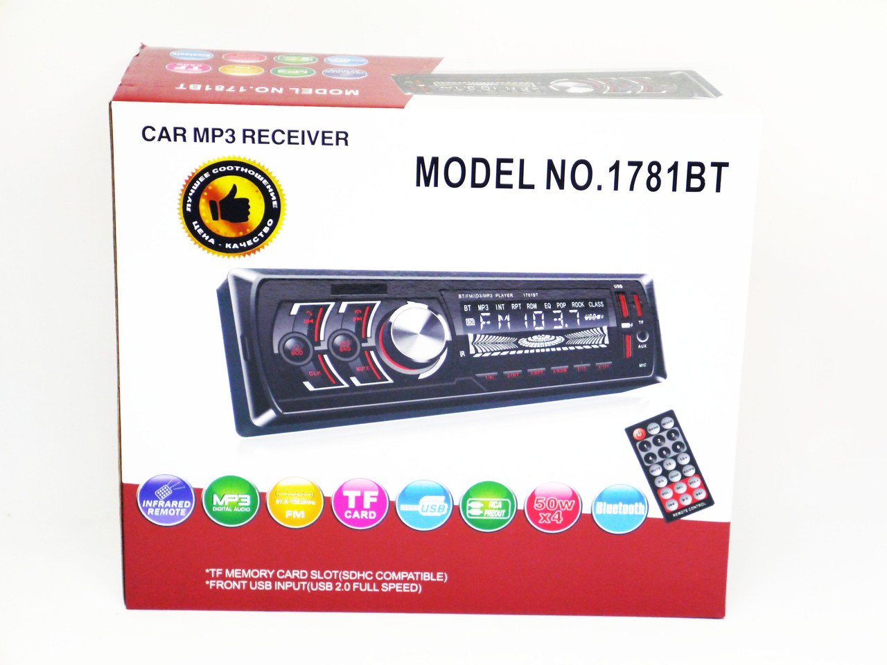 Автомагнітола 1781BT Bluetooth+2xUSB+SD+AUX 4x50W